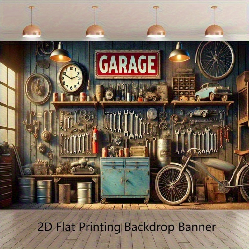 Workshop Tools Wallpaper - Bannière de fond pour garage industriel,