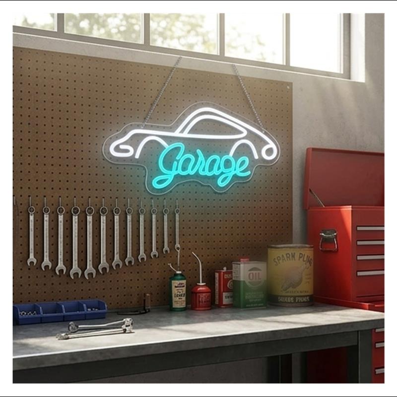 Panneau néon LED pour garage,  - Workshop Tools Wallpaper avis et prix